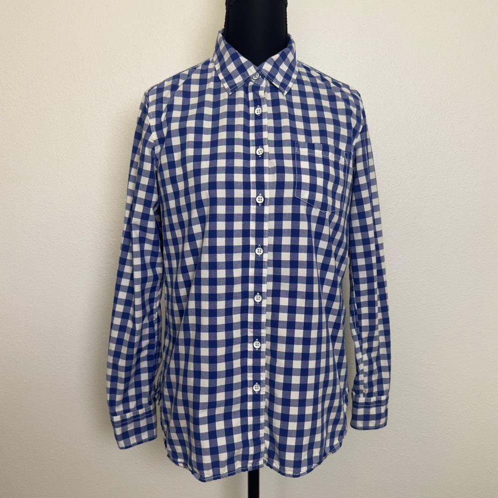 Gap Blue Gingham 100% Cotton Button-Up Shirt - Size M